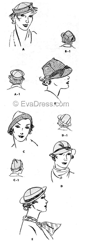 1936 Set of Five Hats Acc30-6184