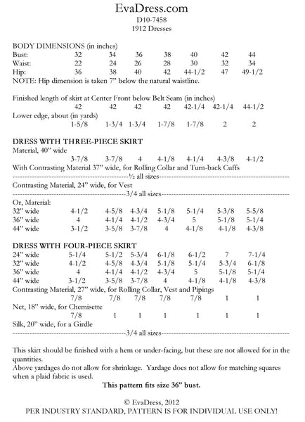 1912 Dresses D10-7458