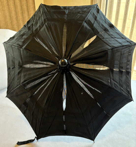 Victorian Folding Parasol Unusual Curled Handle