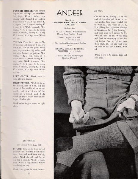 1942 Original Minerva Hand Knits for Men in the Service