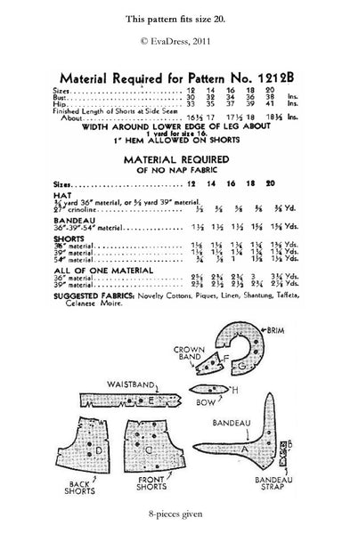 1934 Bandeau, Shorts & Hat Sp30-1212