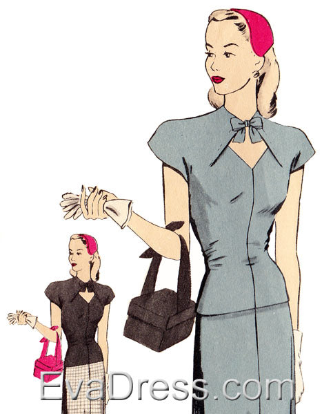 E-PATTERN, 1940's Two-Piece Dress & Blouse E1519