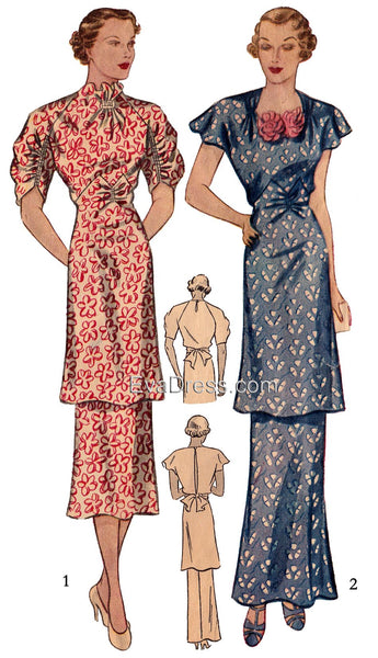 1936 Day or Evening Tunic Dress D30-2089