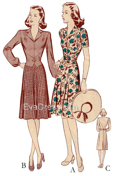 1940's One-Piece Frock D40-2469