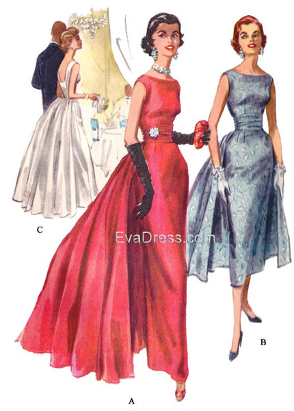 1955 Evening Gown with Removable Panels & Cummerbund E50-3466