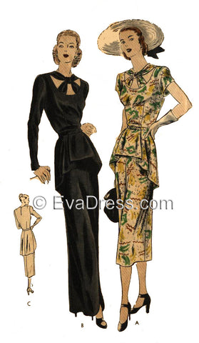 E-PATTERN 1945 Day or Evening Dress, E6111