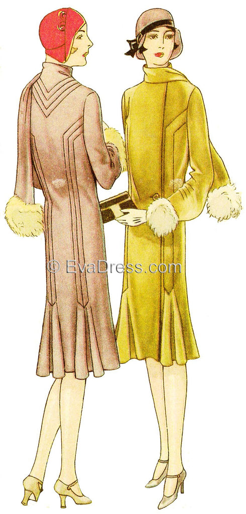 1929 Pin-tucked Coat with Godets C20-6681