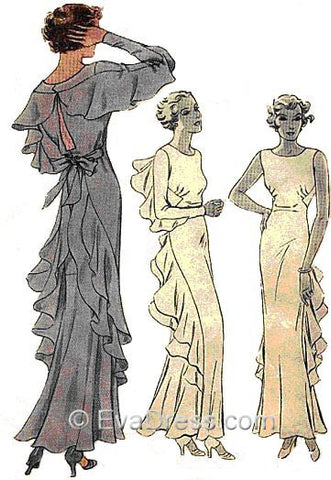 1934 Finned Evening Gown, E30-7858