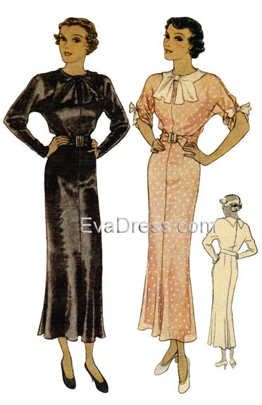 1934 Dress with Jabot Collar D30-8117