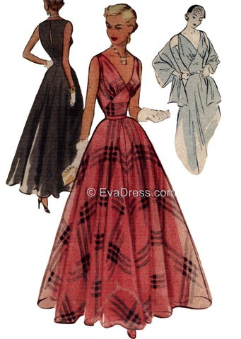 1951 Evening Gown, Slip & Stole E50-8437