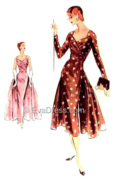 1955 Evening or Day Dress with Drapes E50-883