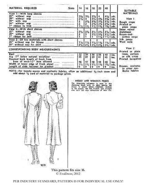 1937 'Directoire' Dress, D30-9079
