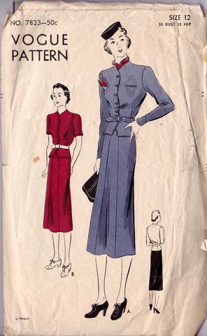 1930's Two-Piece Frock (SKIRT ONLY), Original Vogue 7823 30" bust, 25" waist